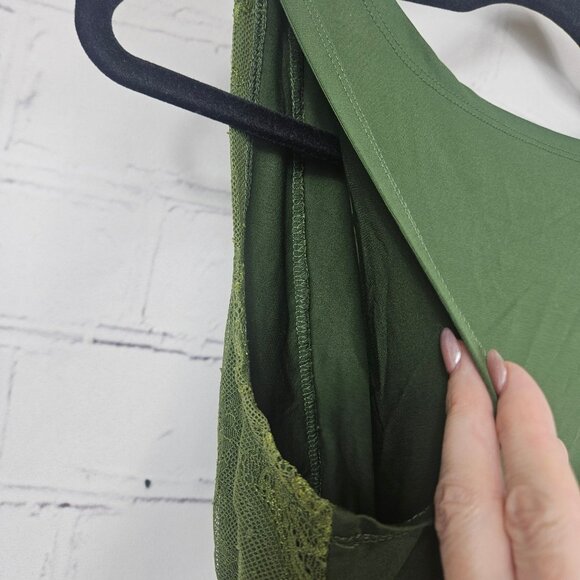 Green Lace Fairy Grunge Sleeveless Tank Top Shirt Cider Bow Womens L Y2K OOs - Picture 10 of 10